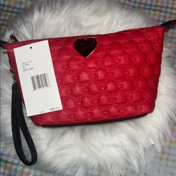 Betsey Johnson Red Quilted Clutch with Wristlet - Picture 7 of 7